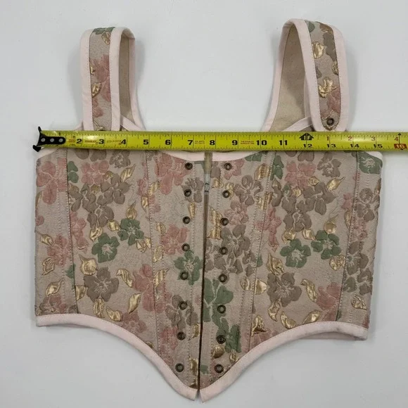 French Meadows Floral Tapestry Corset Stays Bodice Pink Gold Renaissance PNW - Picture 3 of 14